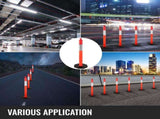 6Pack Traffic Delineator Posts 44 Inch Height, PE Delineator Cones Post Kit 10 inch Reflective Band, V952-JSZ6PTXJSZZH00001V0