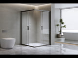 Adjustable 1200x1200mm Double Sliding Door Glass Shower Screen in Black V63-843921