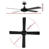 Devanti 52'' Ceiling Fan w/Remote - Black CF-B-52NL-BK