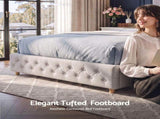 Artiss Queen Bed Frame with Tufted Headboard and Plywood Slats Grey BFRAME-G-KOLA-Q-GY-ABC