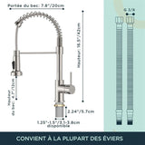Kitchen Faucet, Kitchen Mixer Tap with 360 Degree Swivel High Arc Sink Sprayer Pull Down Sprayer 2 V1237-ZY-715-175