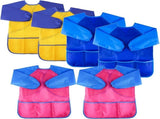 6PCS Kids Art Smocks Toddler Smocks Waterproof Smocks for Kids Painting Aprons Long Sleeves With 3 V1369-AZ3-W-10699