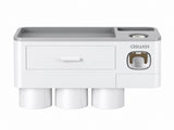 Gray Wall-Mounted Bathroom Organizer with 3 Magnetic Cups - Automatic Toothpaste Dispenser, No-Drill V888-ELOSUNG57228-3