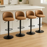 Levede 4x Bar Stool Swivel Gas Lift PU Leather Brown BR1066-2-BRX2