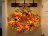 Christmas decorative wreath45 cm in diameter, adorned with Yellow pumpkins, pinecones, and maple V888-ELOSUNG56815