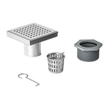 15x15cm Square Shower Drain with Grid Pattern Grate 304 SS, CUPC Certified with Hair Strainer V63-955591