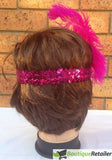 6x 1920s FLAPPER HEADBAND Headpiece Feather Sequin Charleston Costume Party BULK - Hot Pink V563-BR-6FLAPPERHDBND-HTPNK