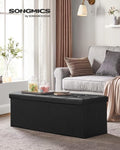 SONGMICS 109cm Folding Storage Ottoman Bench Black LSF701V1 V227-8498402100994