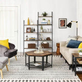 5-Tier Bookshelf Rack, Rustic Brown and Black V178-11390