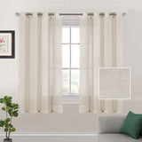 2 Curtains Linen Sheer Curtains 63 Inch Length Semi Sheer Curtains Silver Linen Curtain Panels for V1369-AZ3-W-19975