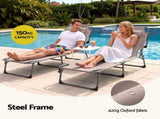 Gardeon Sun Lounger 5 Position Folding Tanning Chair with Face Hole Khaki FF-LOUNGE-HOLE-KH