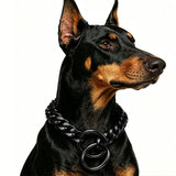 Stylish Cuban Link Dog Choke Chain Collar in Premium Stainless Steel Available in Gold, Black, V1341-ZY-39QXRQK8-GOLD-15MM85CM34IN
