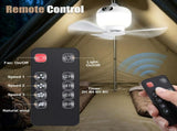 Rechargeable Camping Fan with Light and Remote, Portable Hanging Tent Fan with 3 Speeds, 3 Light V1189-LC-AMZ-00094