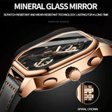 Waterproof Luminous Square Quartz Watch In Rose Gold And Black PRL-7096343060DBT