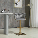 SERENIT Modern Velvet Breakfast Bar Stools Swivel Barstools Adjustable Counter Stools with Backrest V255-GP1782R-GREY