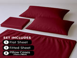 Laura Hill Luxury Living 4pc 1000 Thread Count Cotton Rich Queen Bed Sheet Set Gift Pack Burgun CVC-10QS-BGY