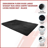 230x200cm Floor Rugs Large Shaggy Rug Area Carpet Bedroom Living Room Mat - Black V63-832191