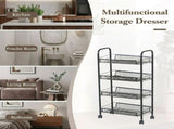 CARLA HOME 4 Tier Rolling Kitchen Trolley Cart - Metal Mesh - Black - Basic - Steel V178-36465