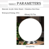 25cm Diameter Solar Globe Post Lights Lamp Post Light Fixture Modern Pillar Outside Lighting Auto V1107-124-76683-WHT-25CM