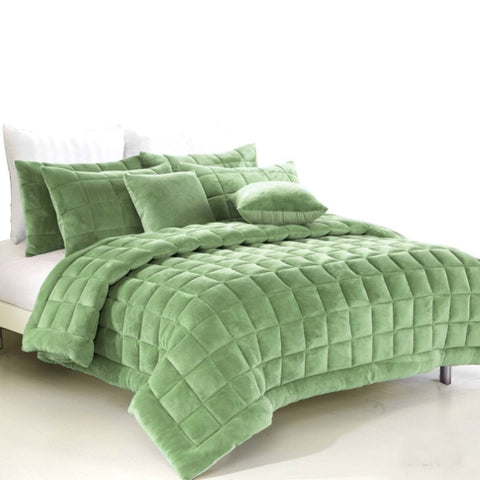 Alastairs Augusta Faux Mink Quilt / Comforter Set Sage Super King V442-MFL-QUILT-AUGUSTAMINK-SAGE-SK