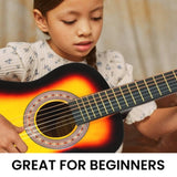 Karrera 34in Acoustic Childrens Wooden Guitar - Sunburst NC-34-SB
