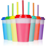 Color Changing Tumbler Cups with Lids Straws - 7 Pack Reusable Bulk Tumblers with Straws for Cold V1192-AZ-W-17611