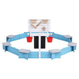 Keezi Kids Sandpit Wooden Round Sand Pit with Cover Funnel Bench Seat Beach Toys 215cm SAND-OCTA-FUNNEL