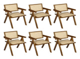 Levede 6x Walnut Wicker Armchair Dining Chair CH1101-WAX6