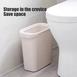 Space-Saving Slim Trash Can - 12.9L Plastic Waste Bin with Push Lid, Fits Narrow Spaces, Lightweight V1370-AZ4-13634