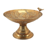 Pressed Metal Footed Bowl w Leaves Birds 32cm V637-19718BWL
