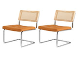 Artiss Dining Chairs Set of 2 PU Leather Rattan Cantilever Brown UPHO-C-DIN-2504-BRX2