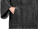 Winter Cozy Warm Loungewear Gift Set 150 x 180CM Navy Blue Flannel Fleece Wearable Blanket with V888-ELOSUNG52553