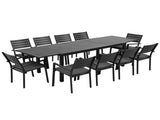 Gardeon Outdoor Dining Set 11PCS Aluminum Extendable Table and Chairs Patio Furniture Black FF-DINING-11ALU-BK-ABCD