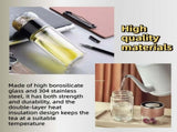 Glass Tea Infuser, 3-in-1 Smart Double Layer Borosilicate Glass with Stainless Steel Filter, V1366-AZ2-W-11539
