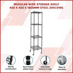 Modular Wire Storage Shelf 450 x 450 x 1800mm Steel Shelving V63-841301