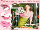 48 Pcs Mother's Day Flower Bouquet Holder Bulk with Handle Pink Red Florist Floral Bouquet Boxes for V1258-DP02-F-809