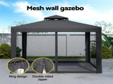 Instahut Gazebo Marquee 3m Outdoor Event Tent Camping Party Mesh Wall Canopy Grey GAZEBO-IR-WED-3X3-GY