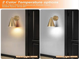 Modern Gold Battery Operated Wall Sconces Set of 2, Remote Dimming, Dual Color, Adjustable V1263-JX-5787