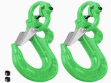 2SET 3.15T Sling Hook Heavy Duty Hammerlock/Slip Hook Kit With Swivel Winch & Safety Latch-Green V1181-SH-315T-GE