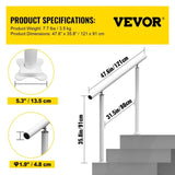 VEVOR Handrail Outdoor Stairs, 4ft, 34 Inch Outdoor Handrail, Outdoor Stair Railing Adjustable from V952-LZLTFS4YCYGBSDLZ1V0