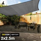 Wallaroo 280GSM Outdoor Sun Shade Sail Canopy Grey - 2m x 2.5m GYSS-280-2X25