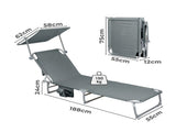 Levede Foldable Lounge Chairs with Canopy Grey OD1065-DG