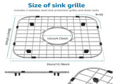 2 Pack 304 Stainless Steel Sink Bottom Grids, Kitchen Sink Protectors with Rubber Feet, 13.78 x V1188-MS-721-307