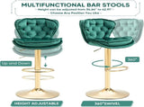 SERENIT Swivel Bars Set of 2 Counter Height Barstools with Back Velvet Upholstered Adjustable V255-GP2210R-EMGREEN