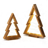 2 Pcs Triangle Tabletop Wooden Christmas Tree with Lights for Bedroom Kitchen Living Room Shelf V1263-JX-8169