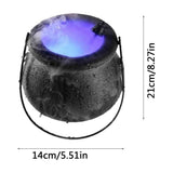 Halloween Mist Maker Fogger, 5.5" Witch Cauldron Kettle with Handle, 12 LED Lights Fog Machine, V1192-AZ-W-20936