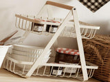 Storage Basket Iron Wood 2 Layers Detachable Fruit Vegetable Shelf Rack for Living Room Kitchen V1294-YM0716-3117220184711