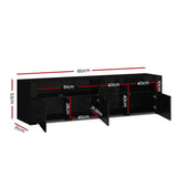 Artiss Entertainment Unit TV Cabinet LED 180cm Black Bobi FURNI-O-LED-TV180-BK-AB
