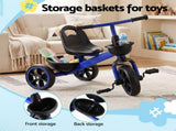 RIGO Tricycle Bike, Kids Bike with 3 wheels, basket Carbon Steel 68cm Blue KID-TRIBIKE-68-BU