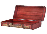 Vintage Suitcase Portable Composite Wood Map Pattern Design Vintage Storage Chest V1294-YM0714-3115210131111